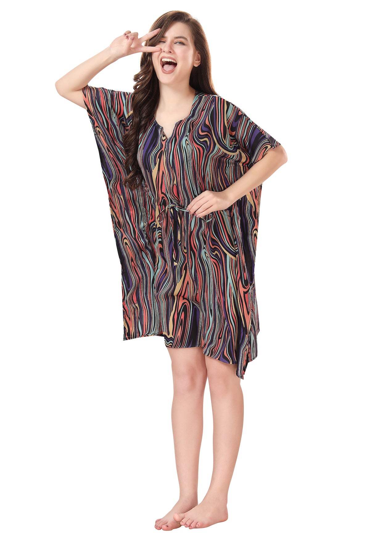 Issa Vibe Multicolor Short Kaftan Beachwear/Loungewear