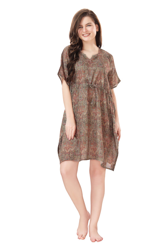 Colorful Bliss Printed Short Kaftan Beachwear/Loungewear