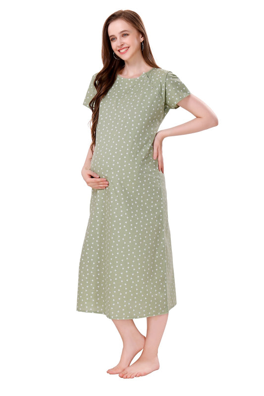 Heart Feeding Nighty - Green