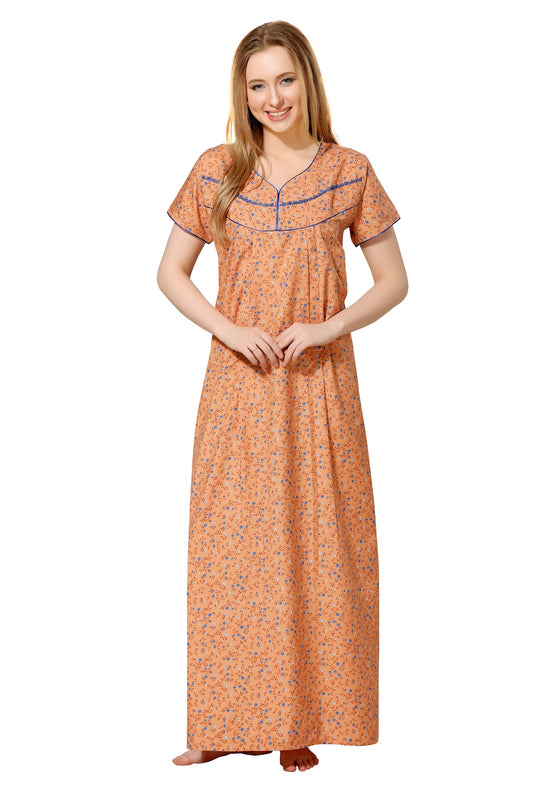 Pleated Feeding Night Gown - Orange