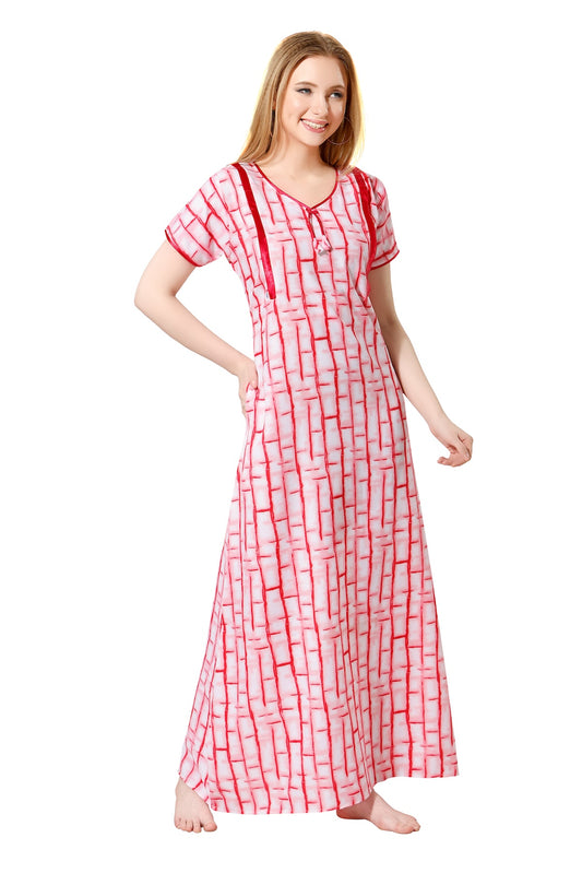 Printed Feeding Nighty - Pink