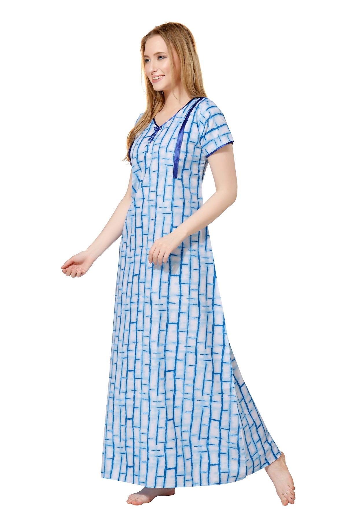 Printed Feeding Nighty - Blue