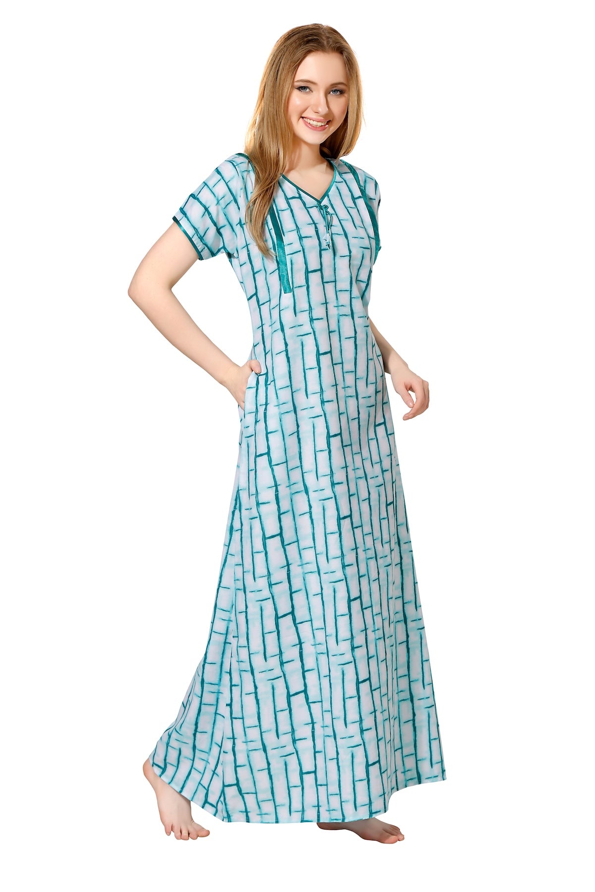 Printed Feeding Nighty - Green
