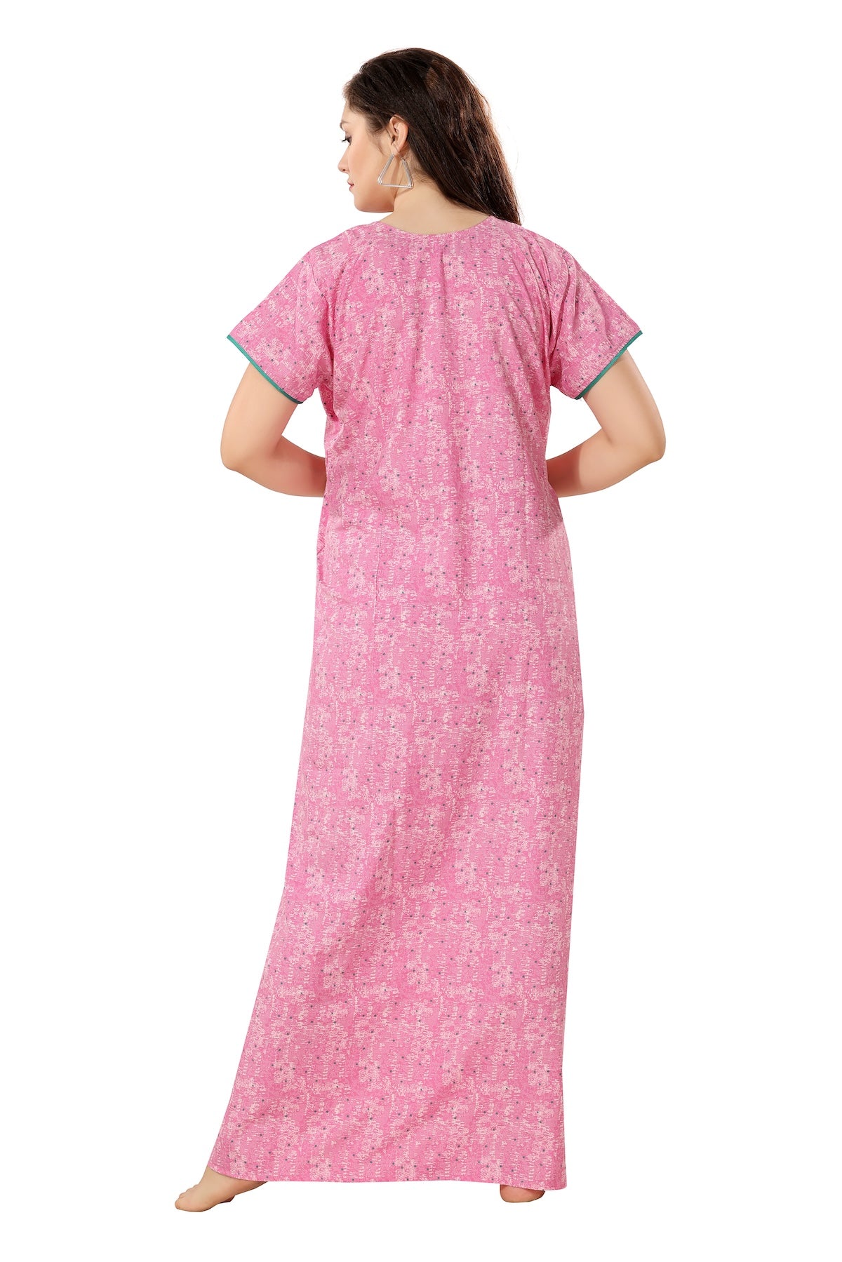 Front Zipper Plus Size Nighty - Pink
