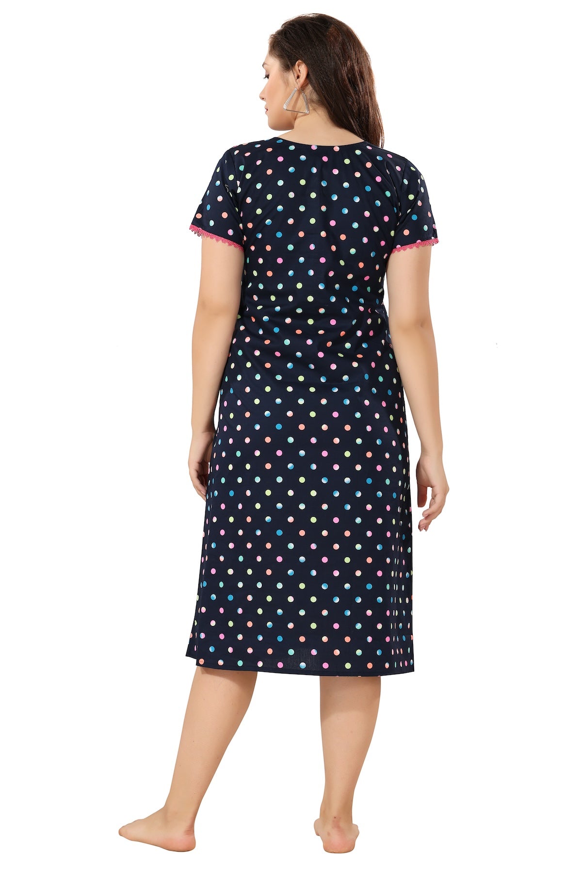 Polka Dots Maternity Nighty - Blue