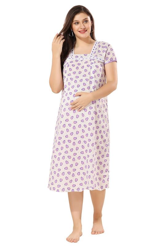 Cute Penguin Feeding Nightdress - Purple