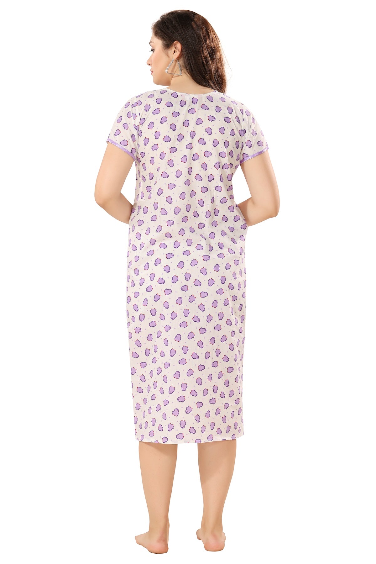 Cute Penguin Feeding Nightdress - Purple