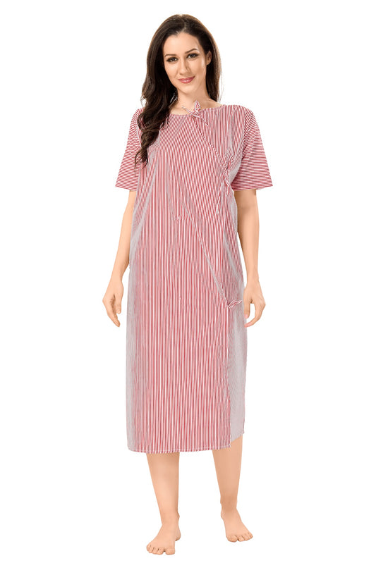 Patient Gown Wrap Around Style - Red