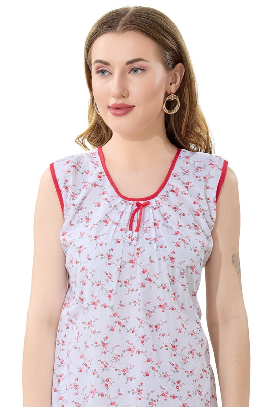 Summer Cool Sleeveless Nighty - Red
