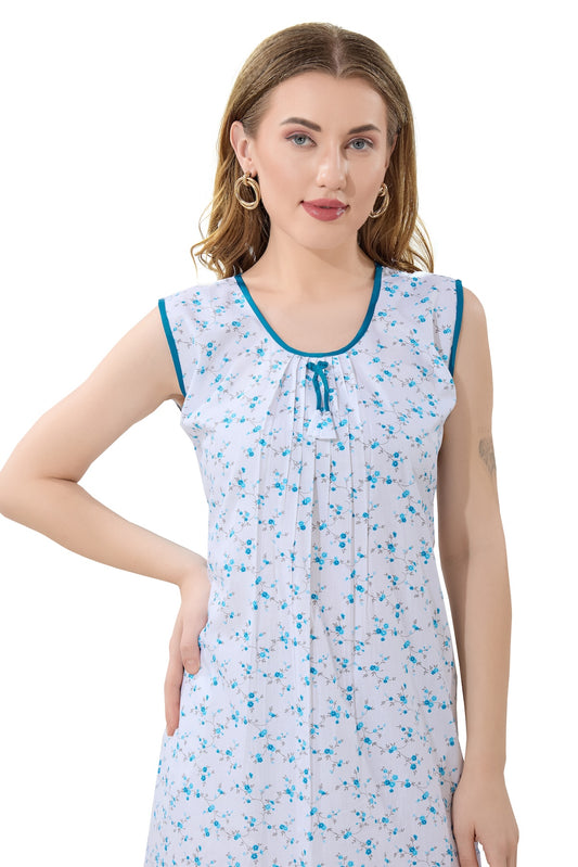 Summer Cool Sleeveless Nighty - Blue