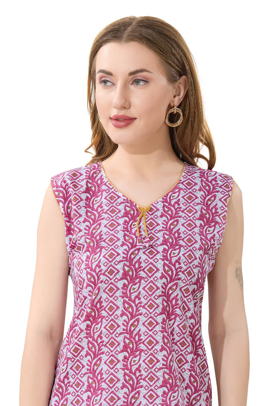 Summer Vibe Sleeveless Nighty - Pink