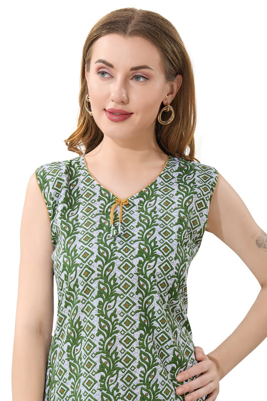 Summer Vibe Sleeveless Nighty - Green