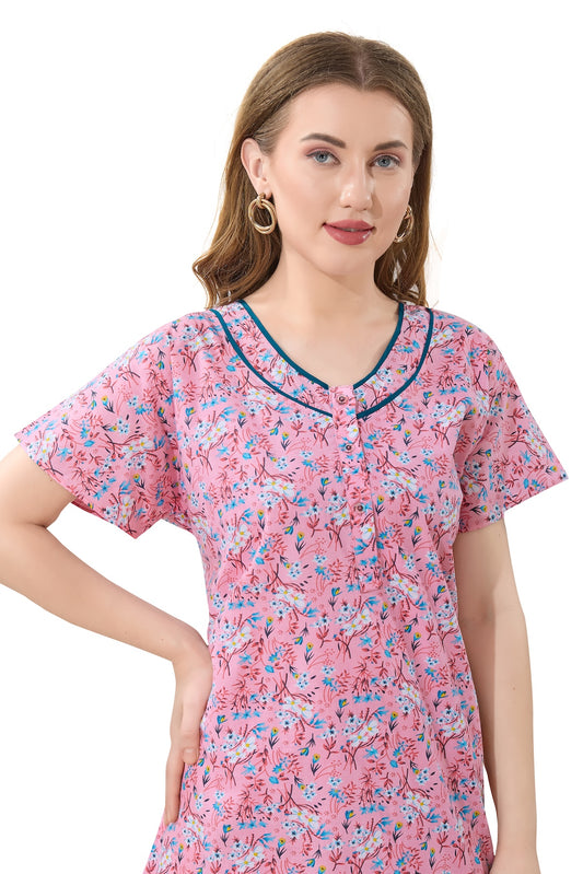 Floral Plus Size Nighty - Pink