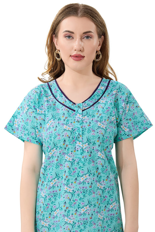 Floral Plus Size Nighty - Green