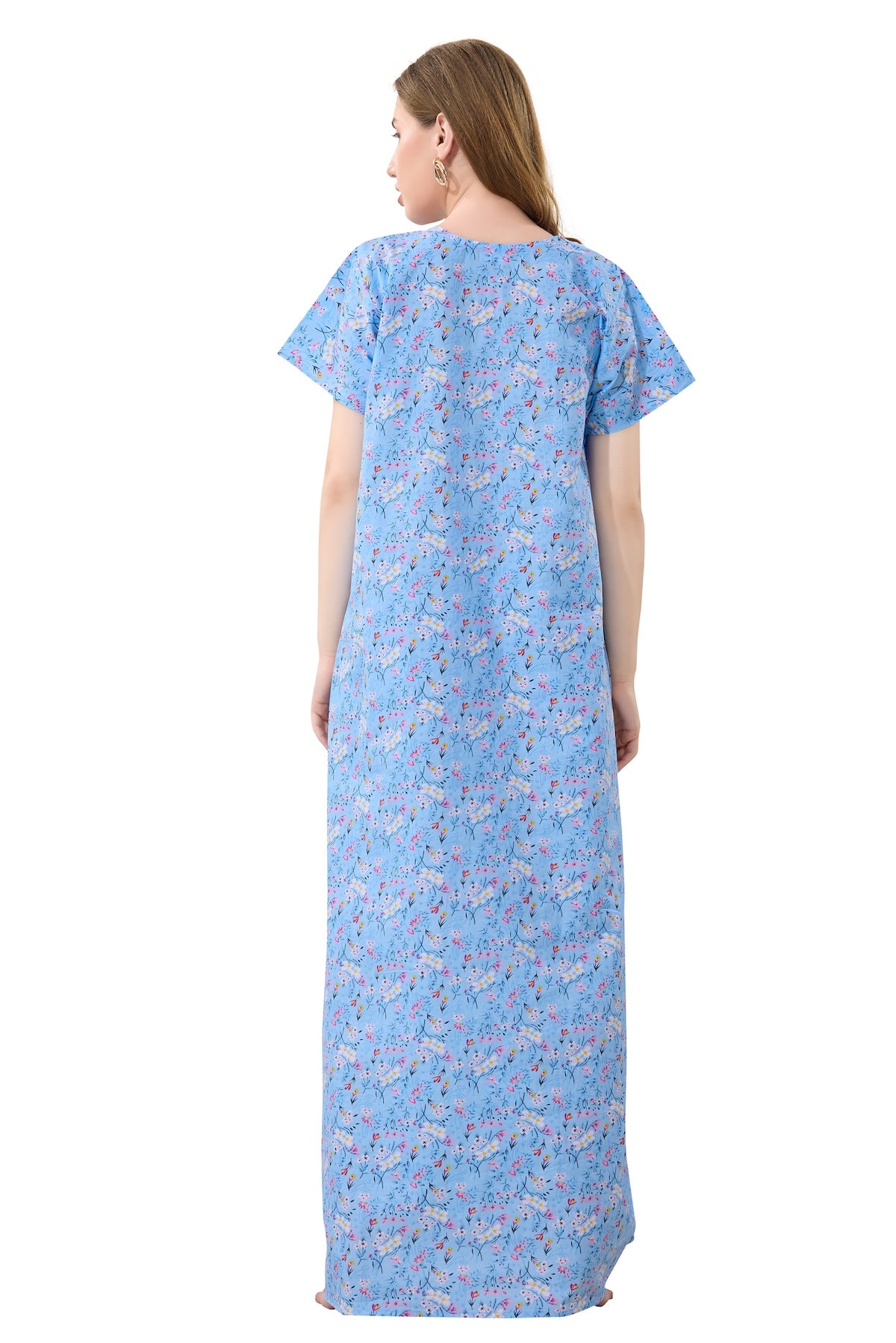 Floral Plus Size Nighty - Blue
