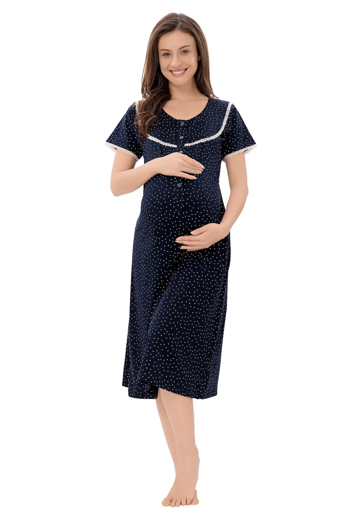 Polka Maternity Dress - Blue