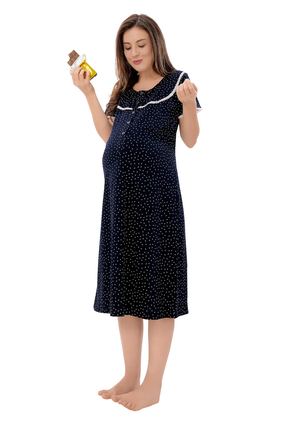 Polka Maternity Dress - Blue
