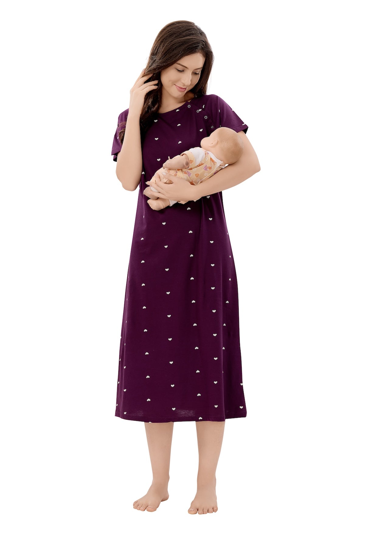 Pretty Heart Maternity Dress - Purple