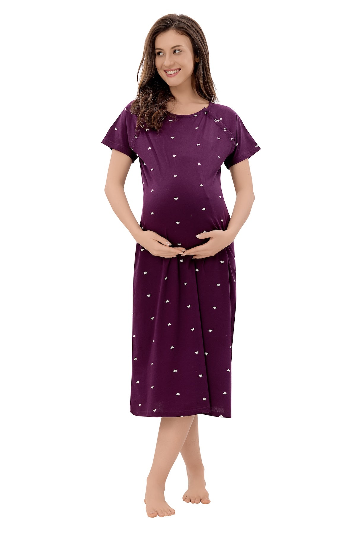 Pretty Heart Maternity Dress - Purple