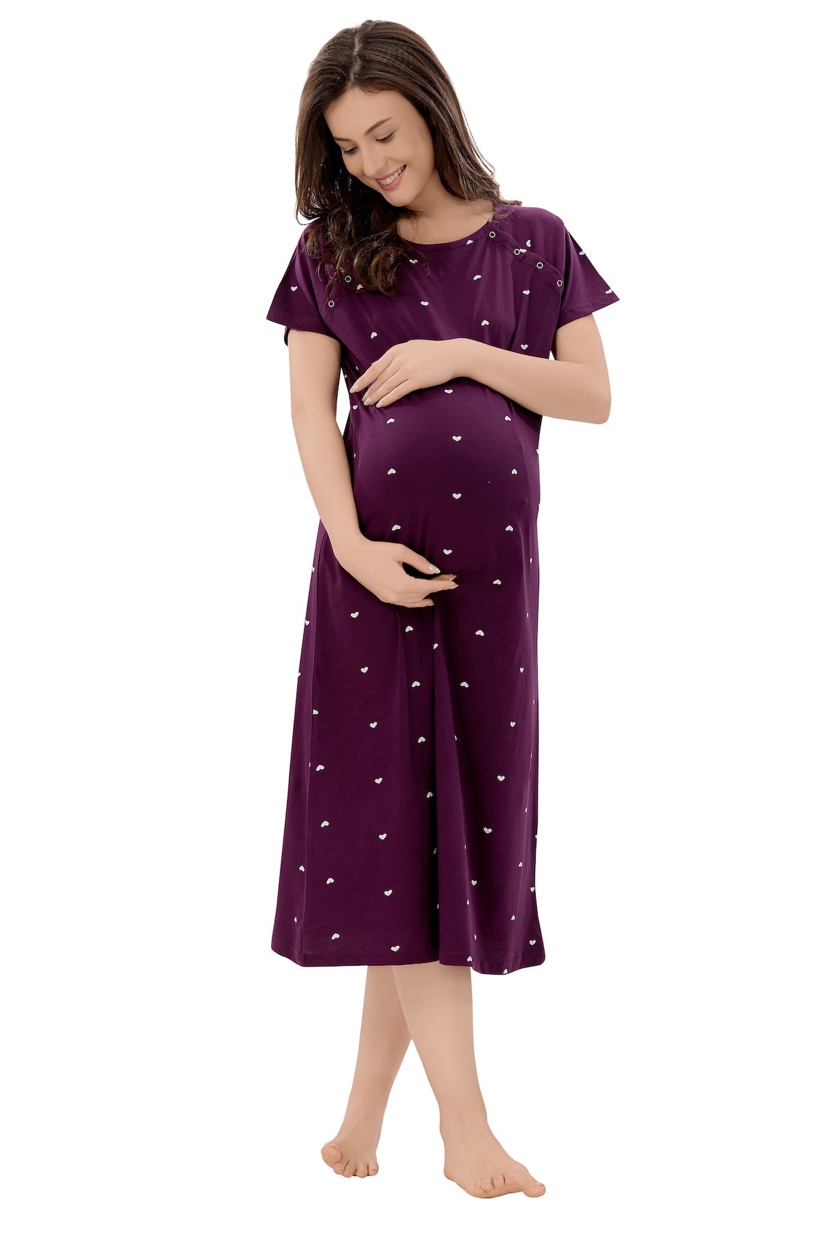 Pretty Heart Maternity Dress - Purple