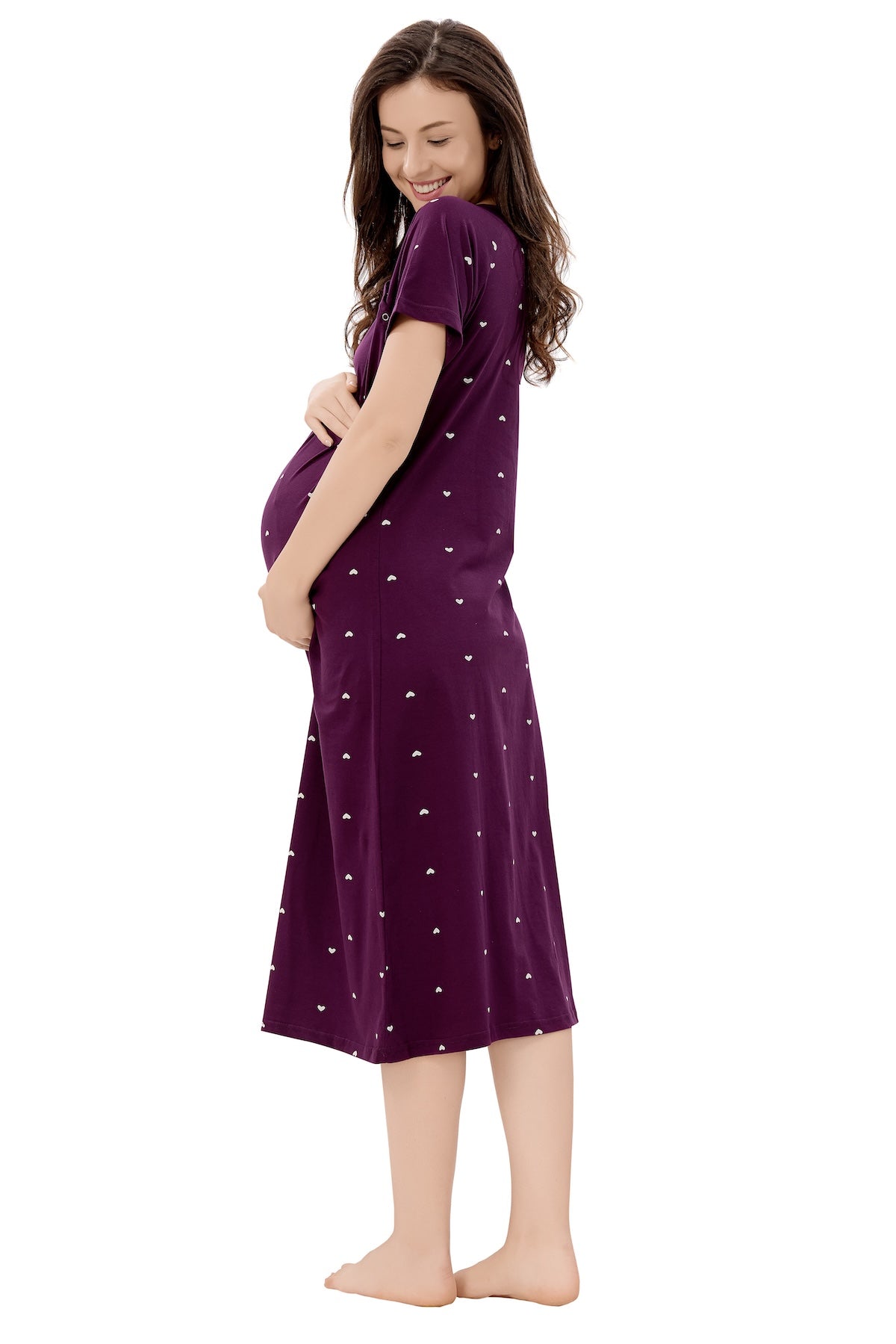 Pretty Heart Maternity Dress - Purple