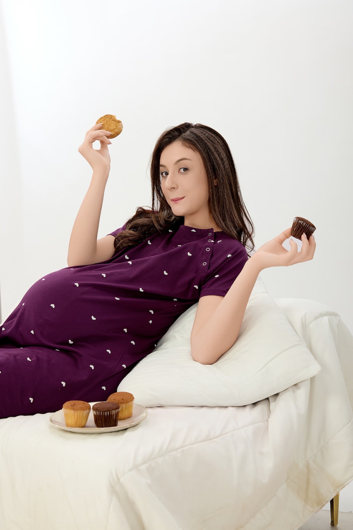 Pretty Heart Maternity Dress - Purple