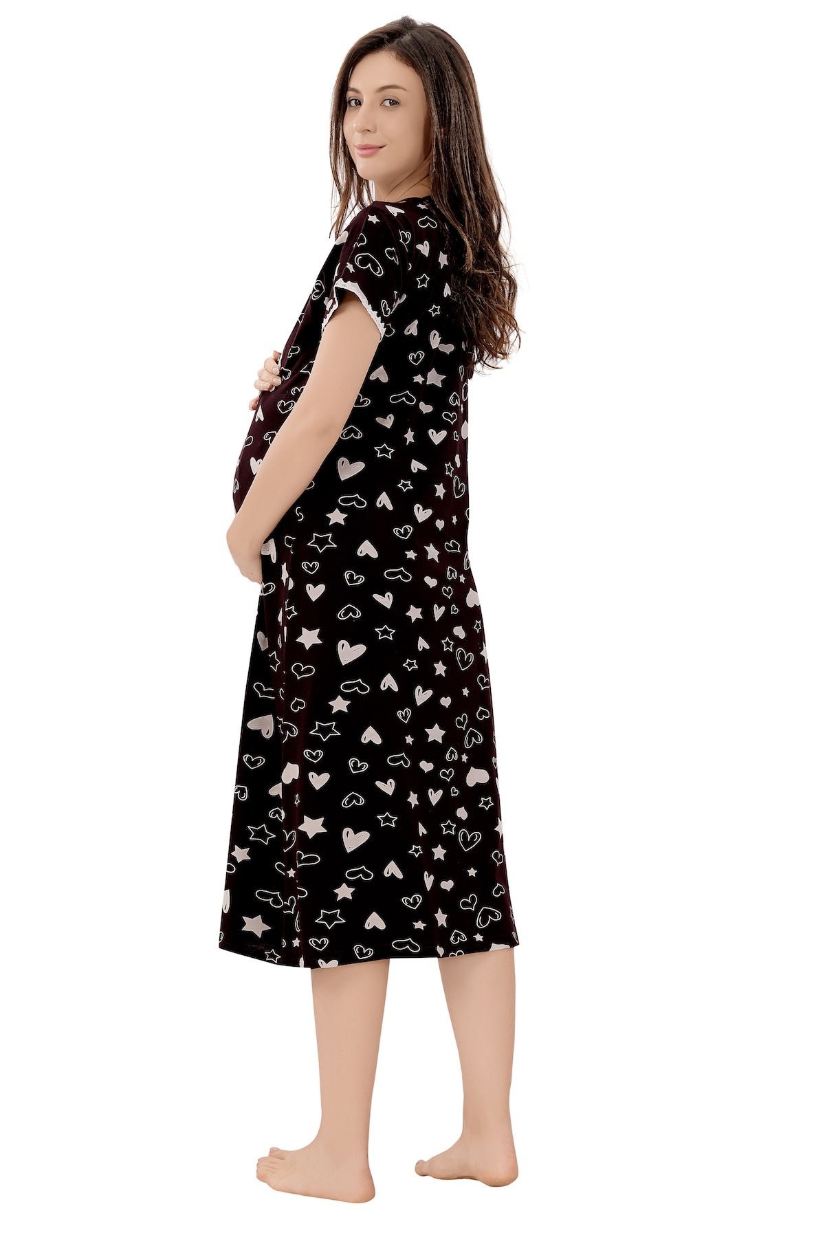 Heart n Star Maternity Dress - Brown