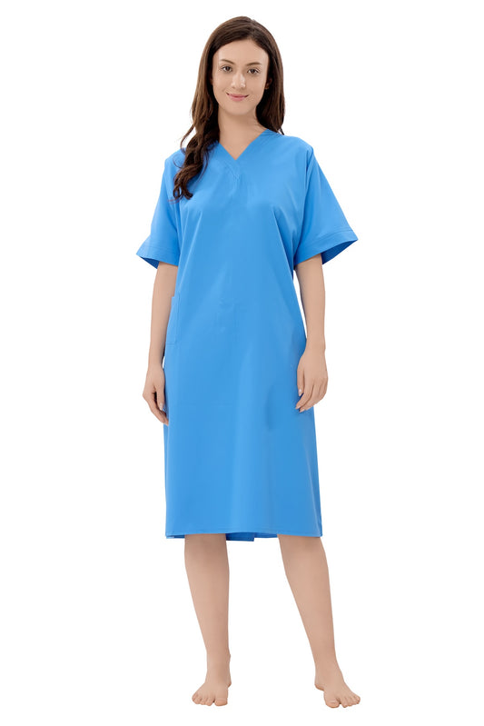 Hospital Patient Gown - Back Open - Unisex - Blue