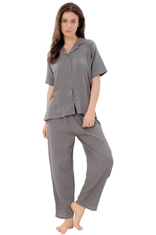 Grey Muslin Pajama Set