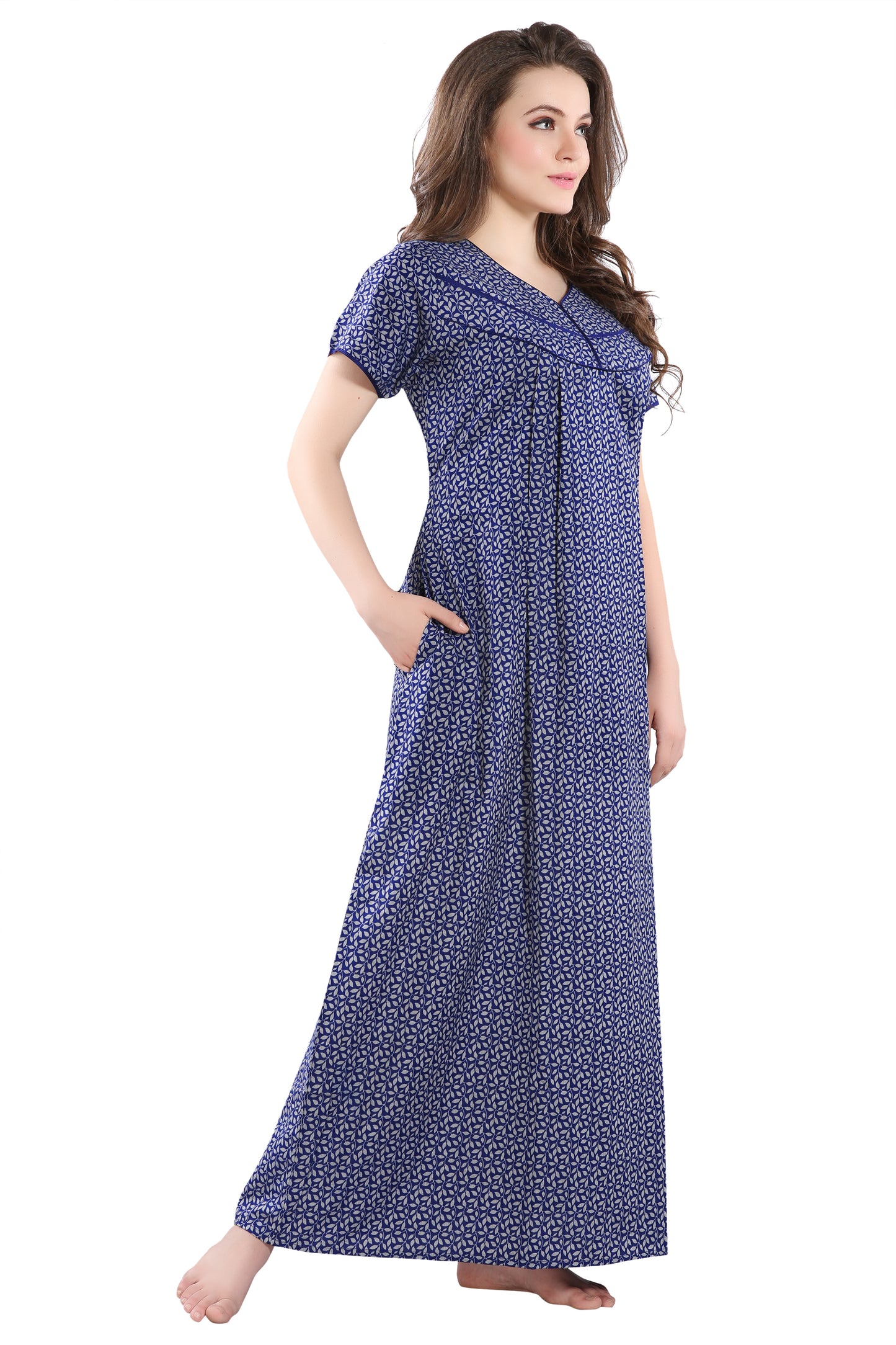 Leaf Printed Feeding Nighty