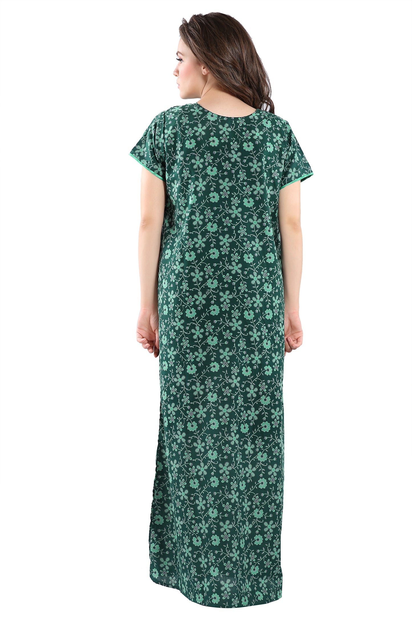 Floral Printed Front Zipper Nighty