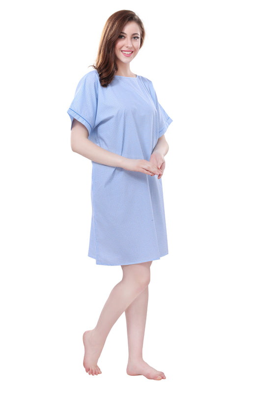 Blue Checkered Hospital Gown