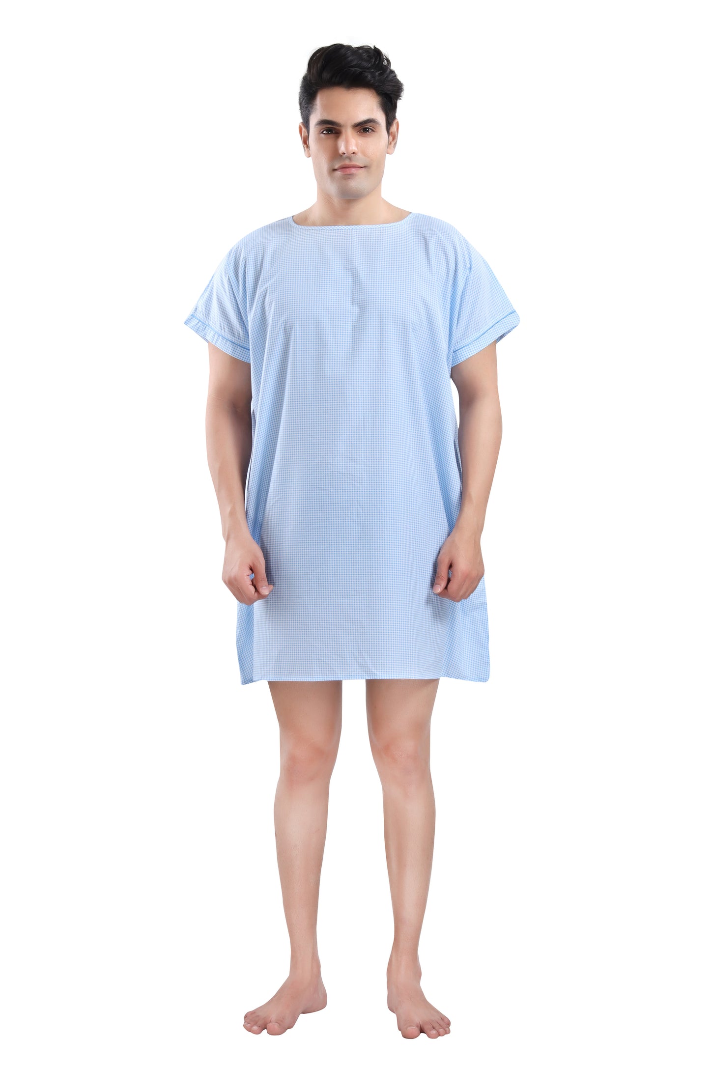 Blue Checkered Hospital Gown