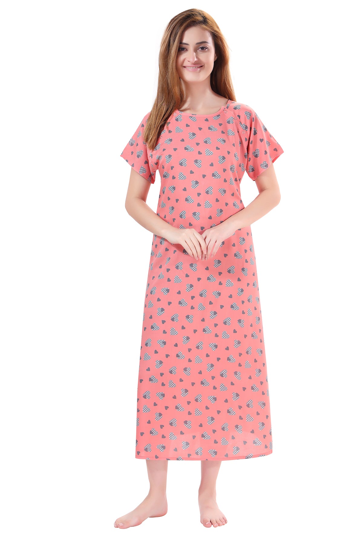 Pretty Hearts Feeding Dress Peach