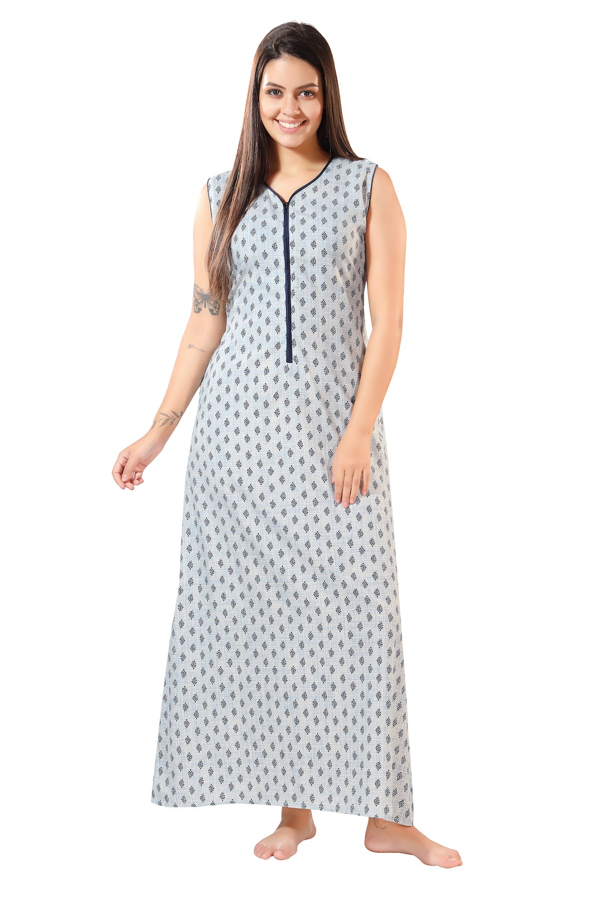 Summer Vibe Sleeveless Nighty Blue