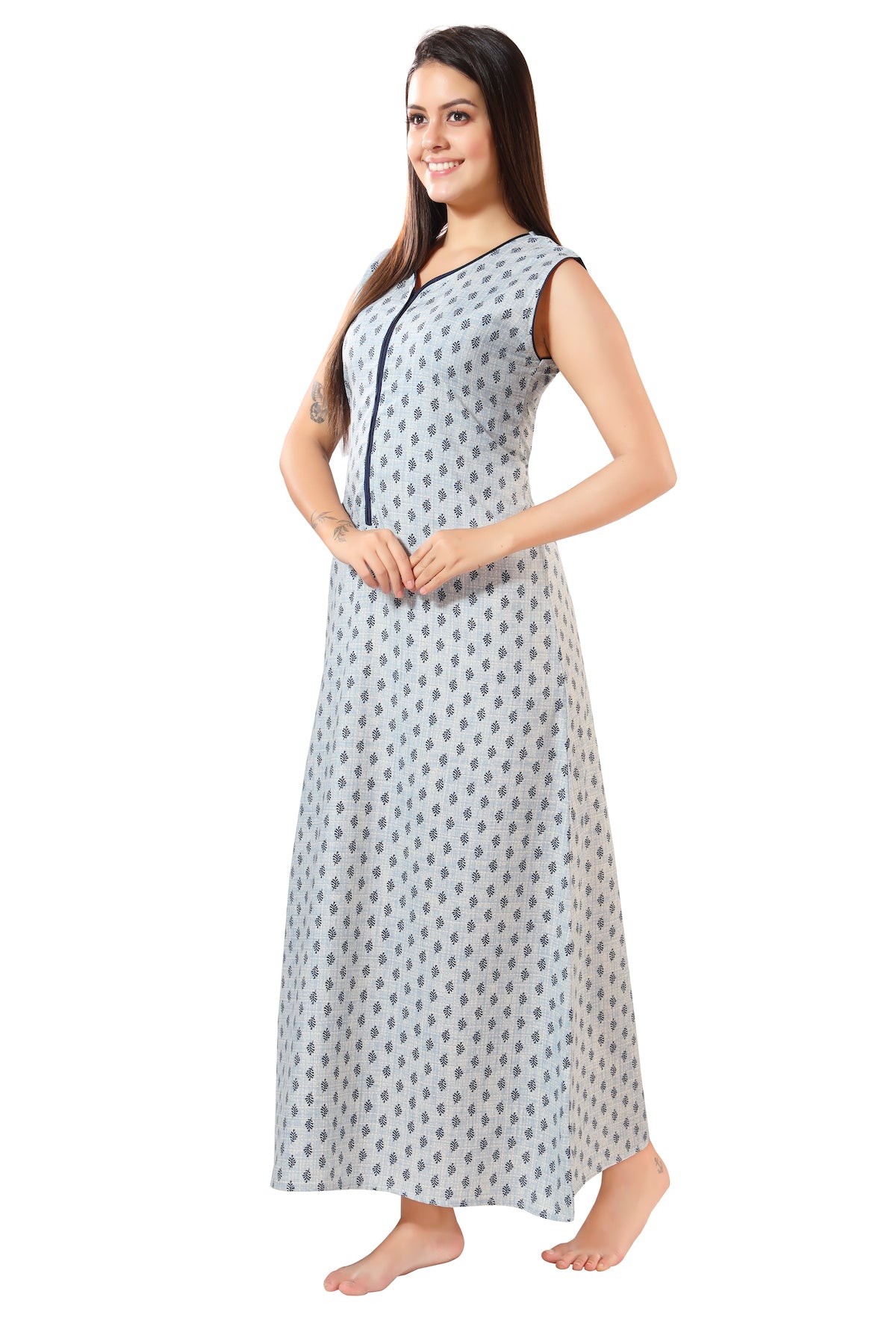 Summer Vibe Sleeveless Nighty Blue