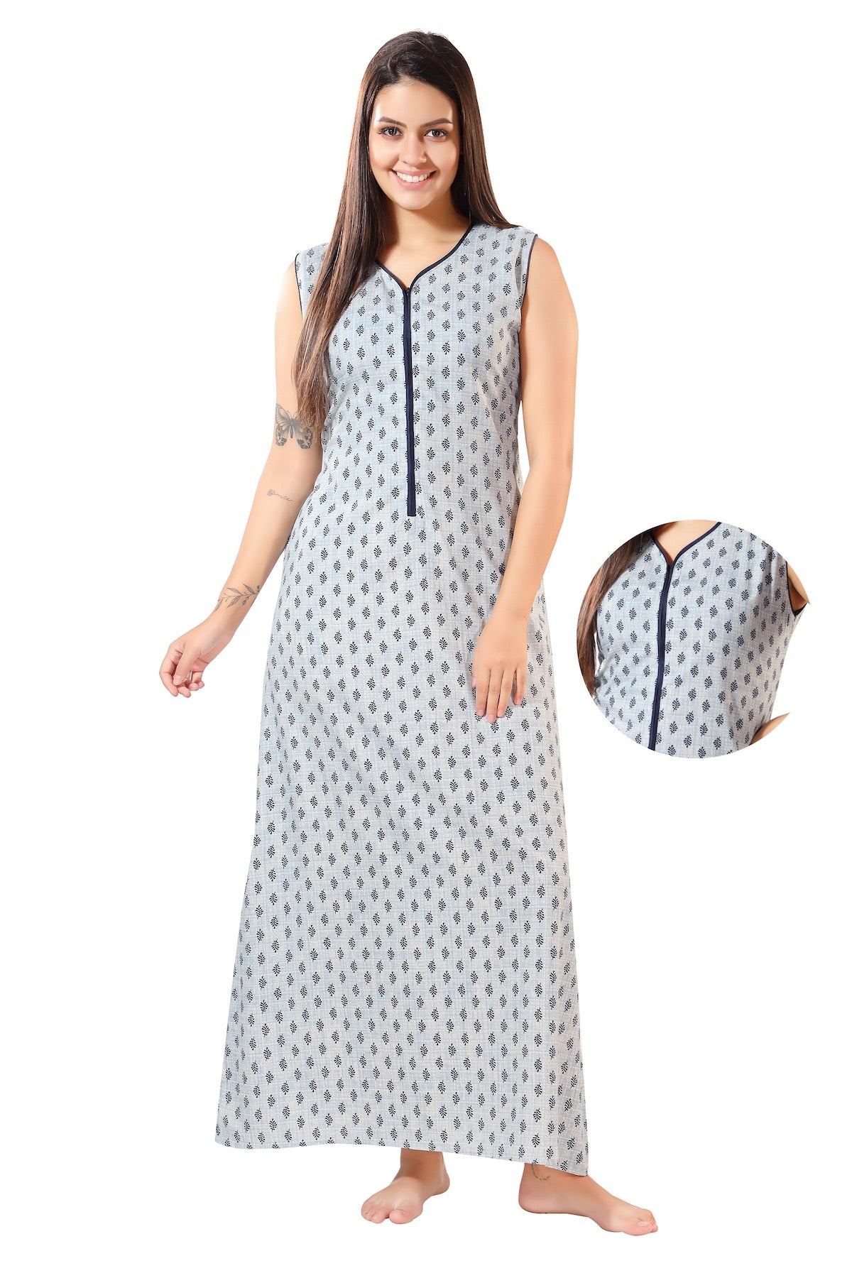 Summer Vibe Sleeveless Nighty Blue
