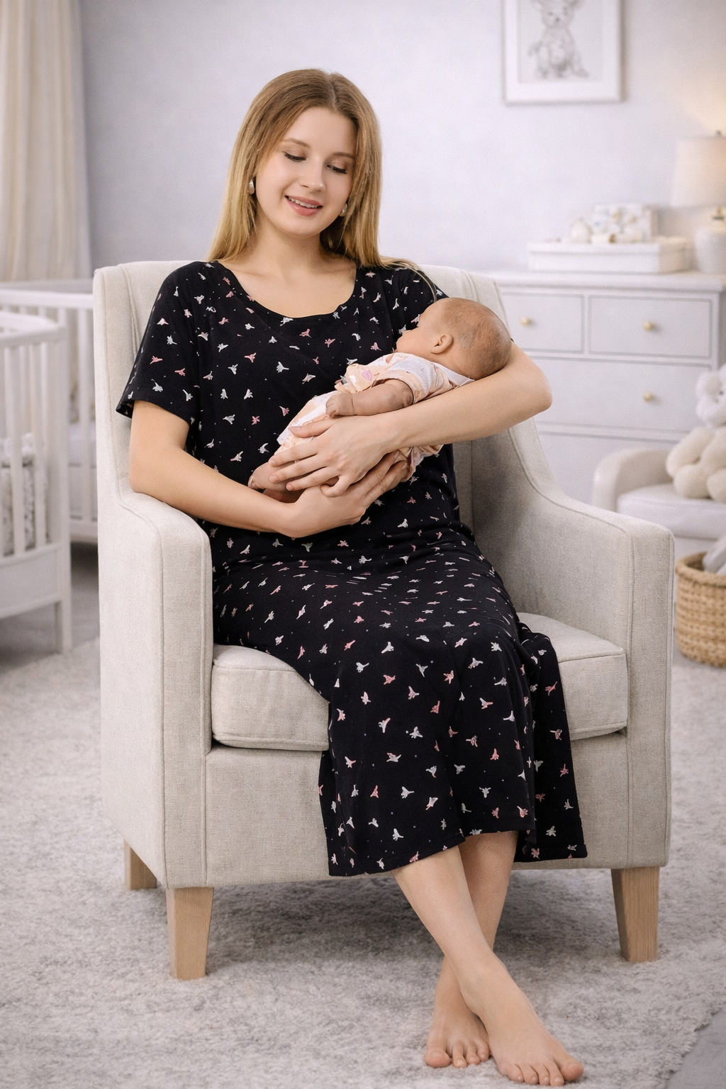 Heart n Star Maternity Dress - Brown