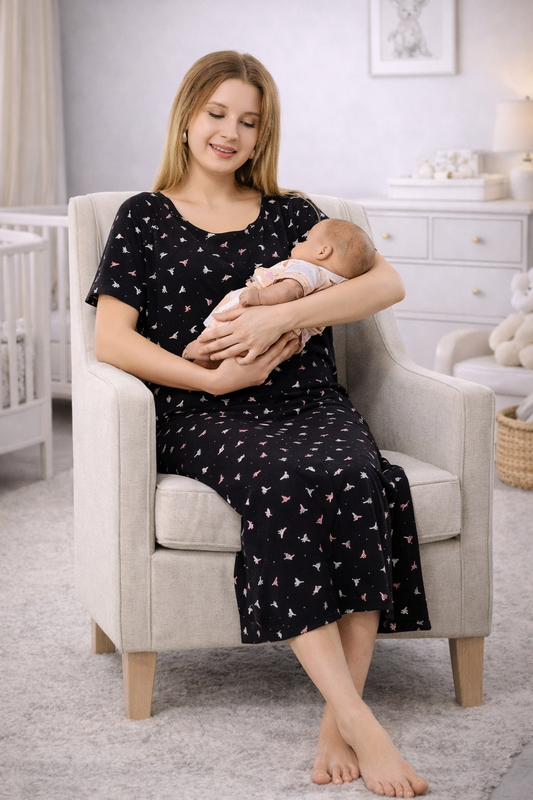 Heart n Star Maternity Dress - Brown