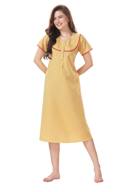 Yellow Checkered Maternity Nighty