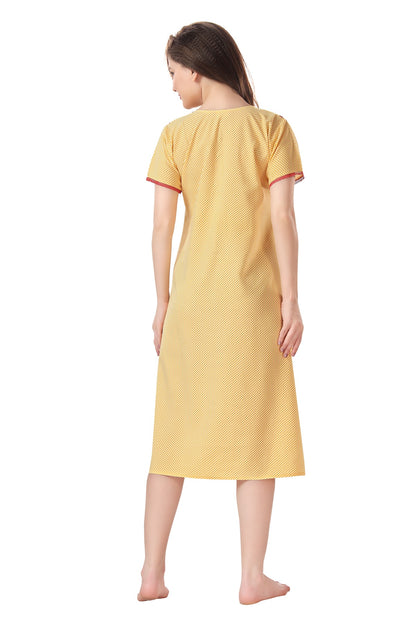 Yellow Checkered Maternity Nighty