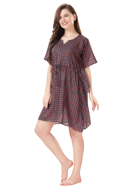 Pretty Abstract Printed Short Kaftan Beachwear/Loungewear