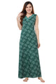 Floral Sleeveless Summer Night Gown - Green
