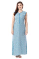 Floral Sleeveless Summer Night Gown - Blue