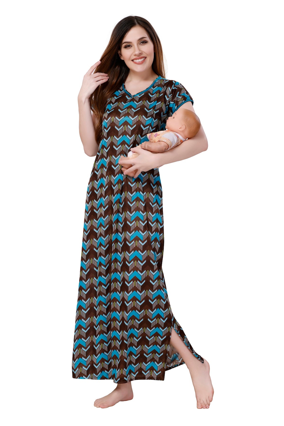 Chevron Feeding Sarina Nighty - Blue