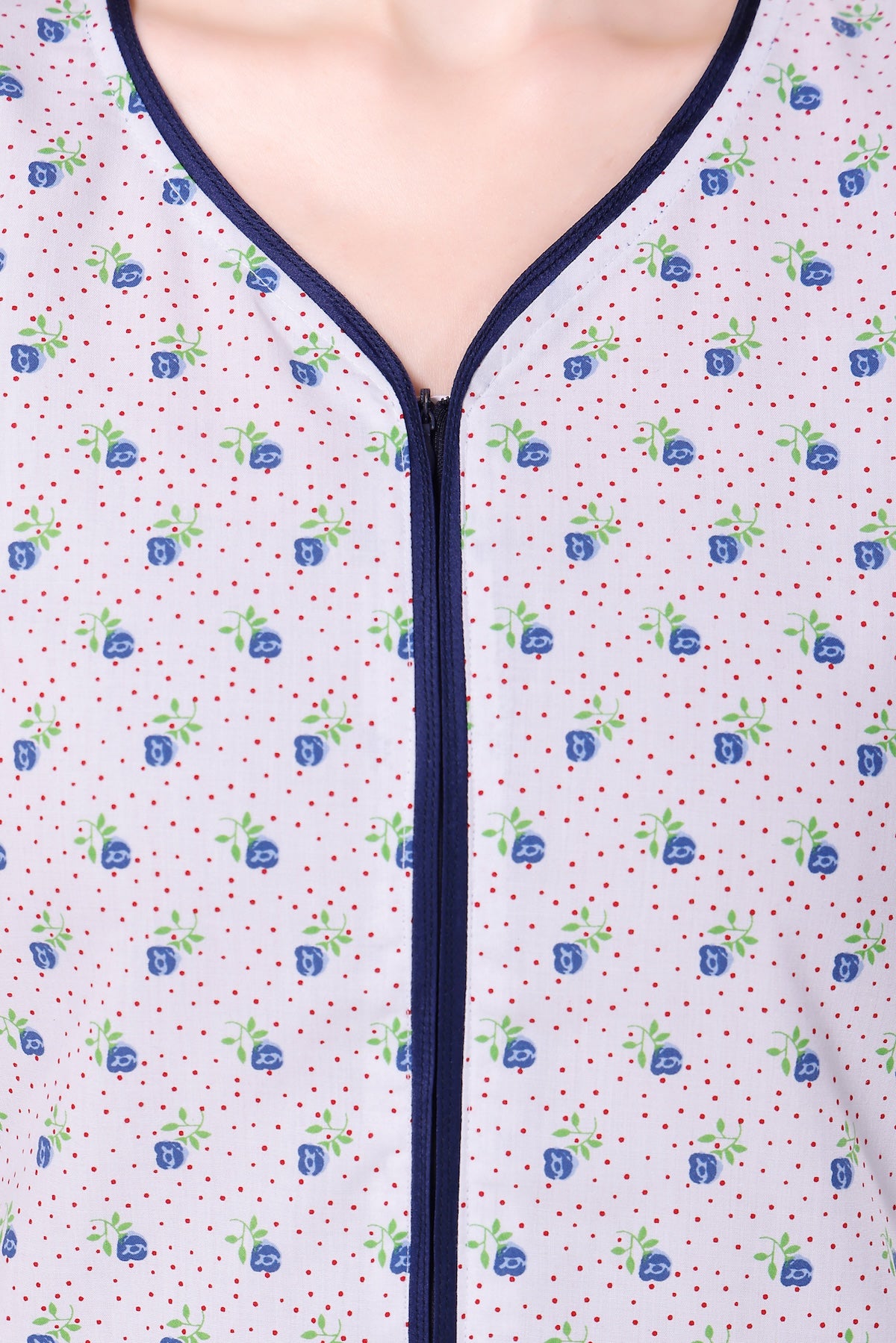 White Summer Cool Night Gown - Blue