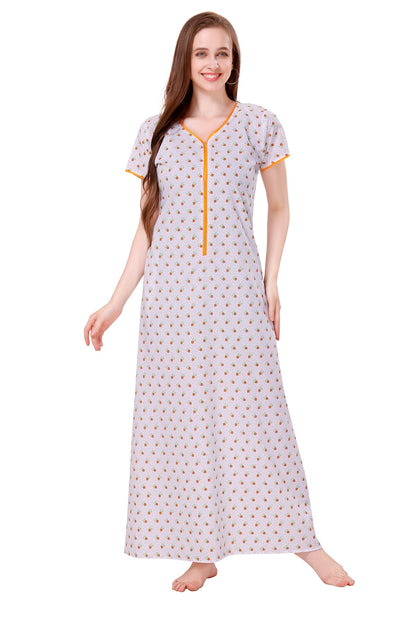 White Summer Cool Night Gown - Yellow