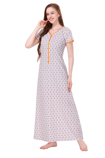 White Summer Cool Night Gown - Yellow