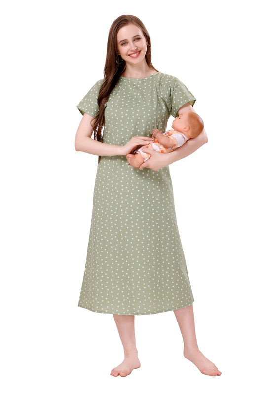 Heart Feeding Nighty - Green