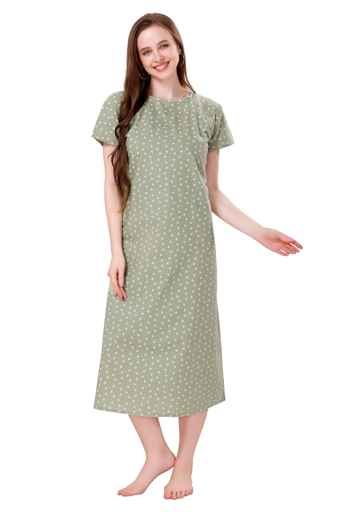 Heart Feeding Nighty - Green